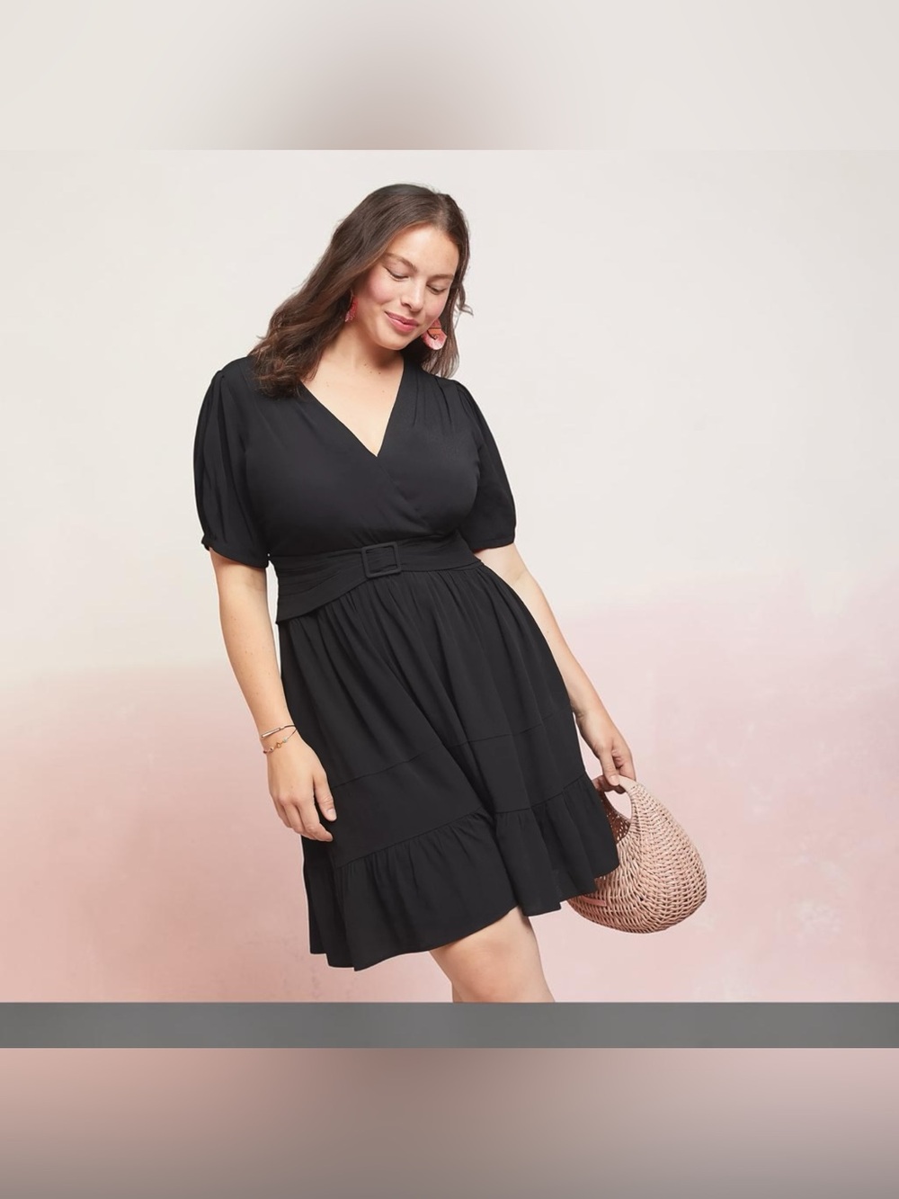 MAEVE Anthropologie Martina Black Belted Dress Sz 22W LBD Day to Evening